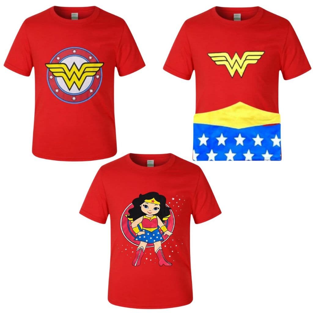 Mulher Maravilha - CAMISETA Fantasia Infantil Personagens Meninas Peppa BTS princesas minie