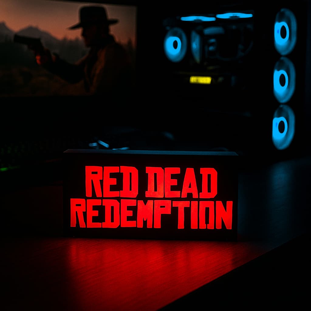 Luminária Gamer Exclusiva do Jogo RedDead Redemption Vermelha Led Bivolt Setup Gamer Geek Led Bivolt
