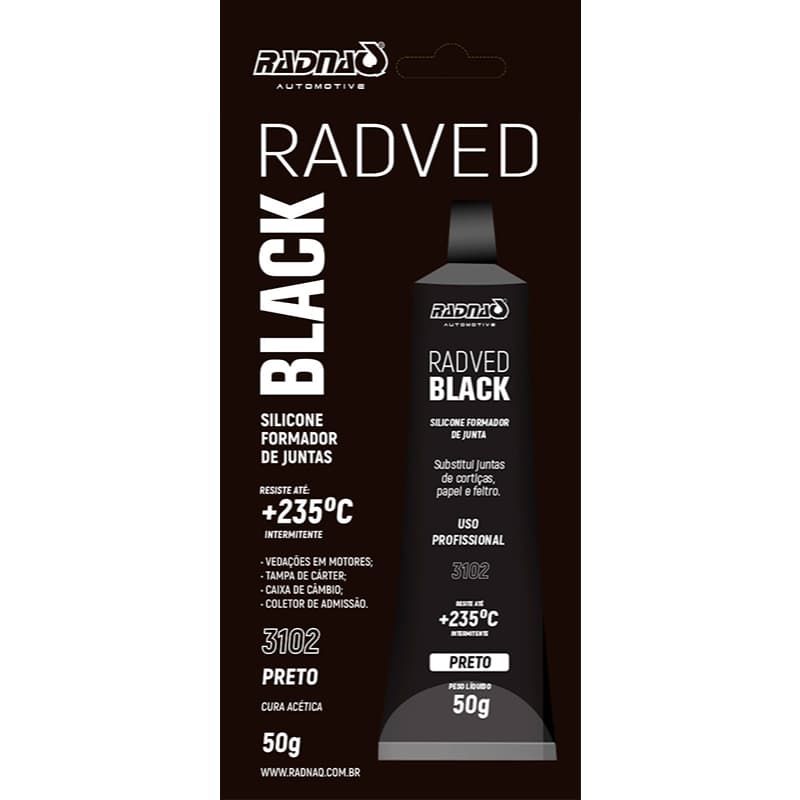 Silicone de Alta Temperatura Radnaq Radved Black RQ 3102 50G Motores Cárter Câmbio Coletor