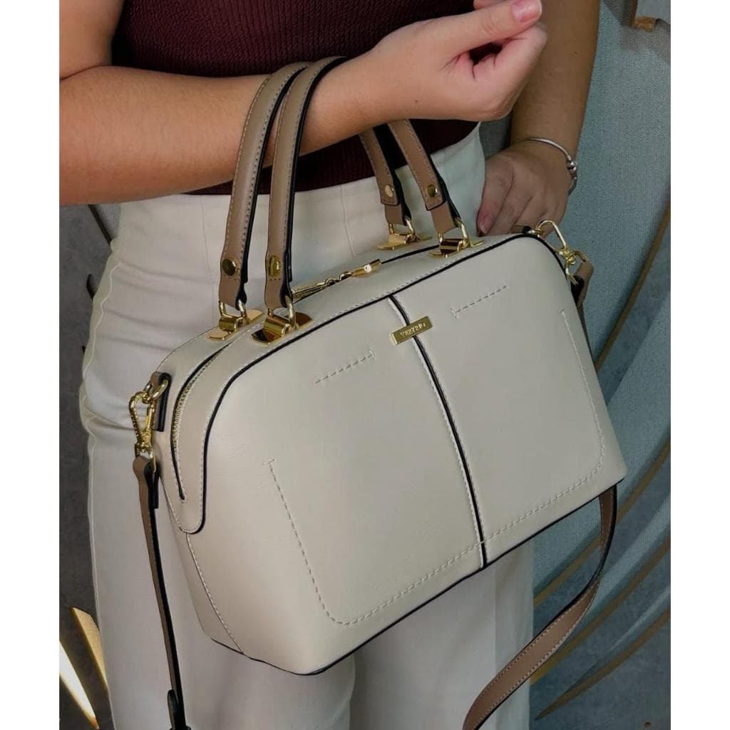Bolsa Feminina Veryrio Baú Alça de Ombro e Transversal Couro de Luxo Elegante Estruturada