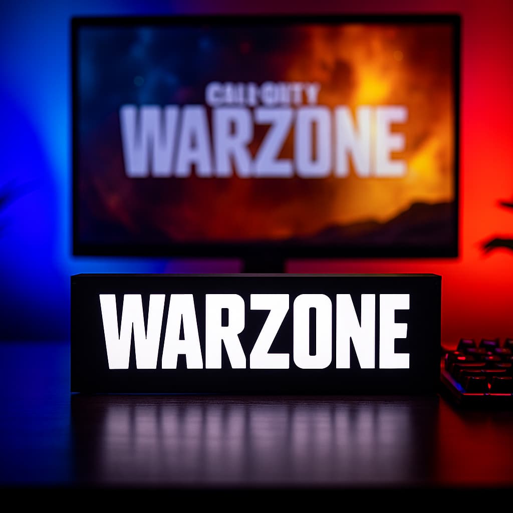 Luminária Gamer Geek Exclusiva Do Jogo Call Of Duty WarZone Cod De Led Bivolt Para Setup Gamer