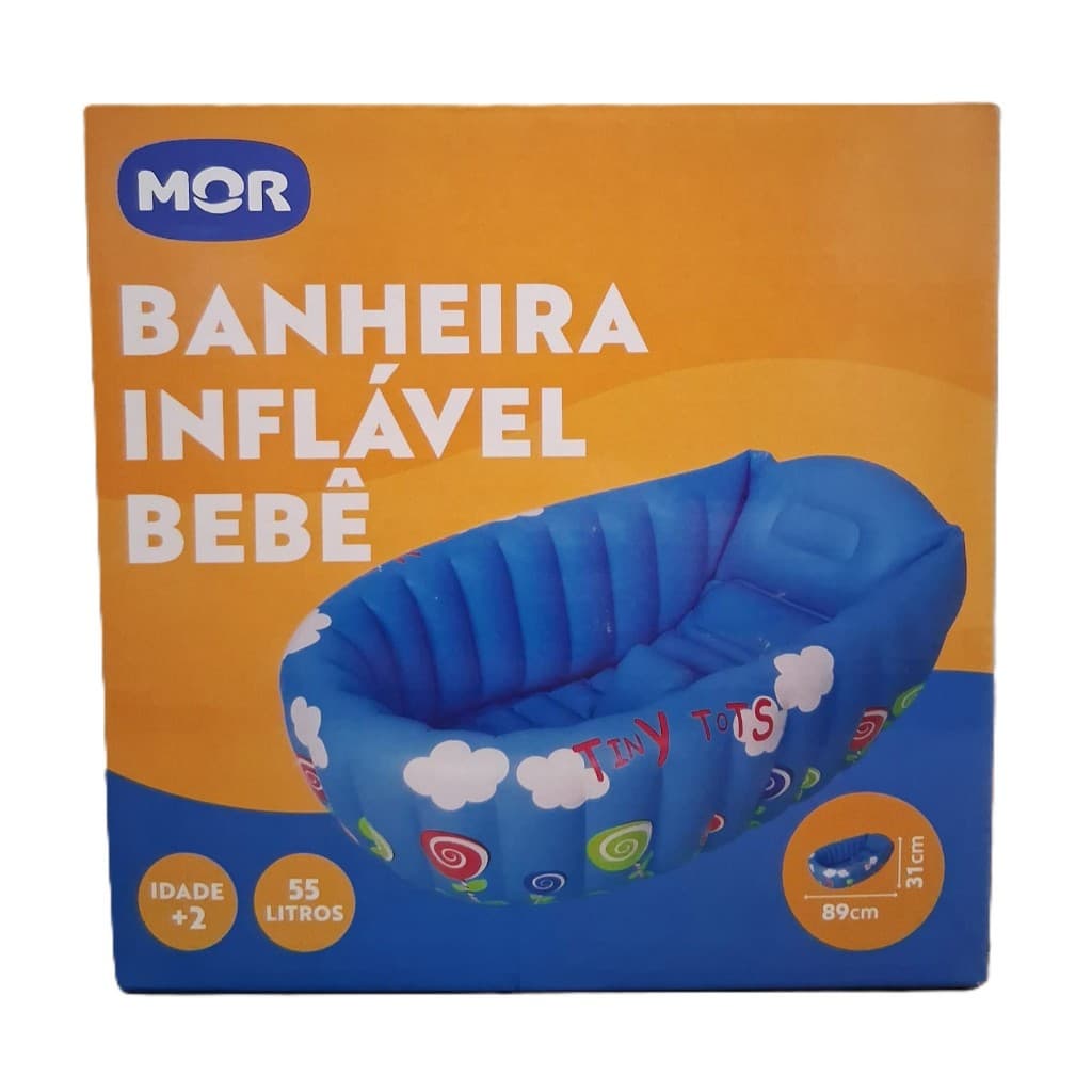 Banheira Inflável Bebê Mor 55L Portátil Para Viagem e Casa cor azul