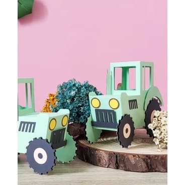 caixa trator em papel tema fazendinha kit com 5 caixas