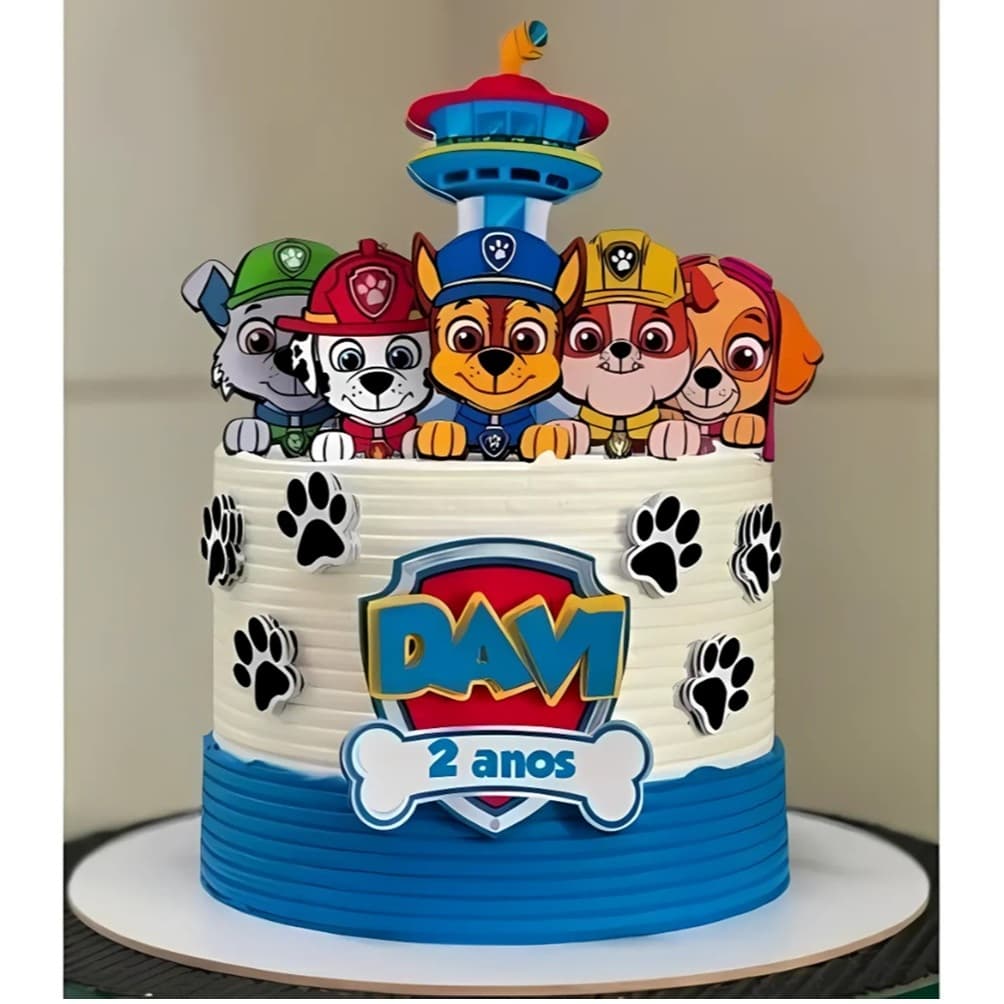 Topo Topper de Bolo Tema Personalizado Patrulha Canina - Topo 3D | Mêsversário