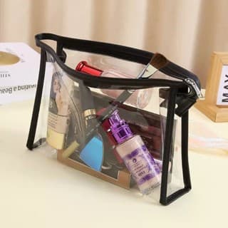 Bolsa Organizadora Transparente de Vinil para Maquiagem com Zíper Compacta e Resistente para Viagens
