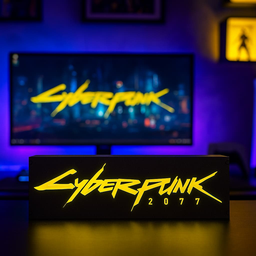 Luminária Gamer Exclusiva Jogo Game CyberPunk 2077 Led Bivolt Para Setup Gamer
