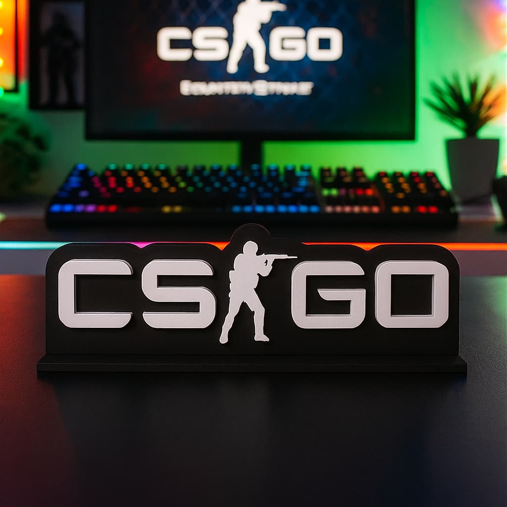 Letreiro Placa Decorativa Gamer Símbolo Geek Jogo Counter Strike Cs Go Csgo Setup Gamer