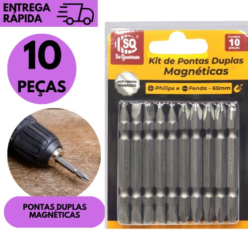 Kits 10/20 ou 30 Jogo De Bits Ponta Magnética Kit Chaves Philips Fenda Aço Alta Qualidade