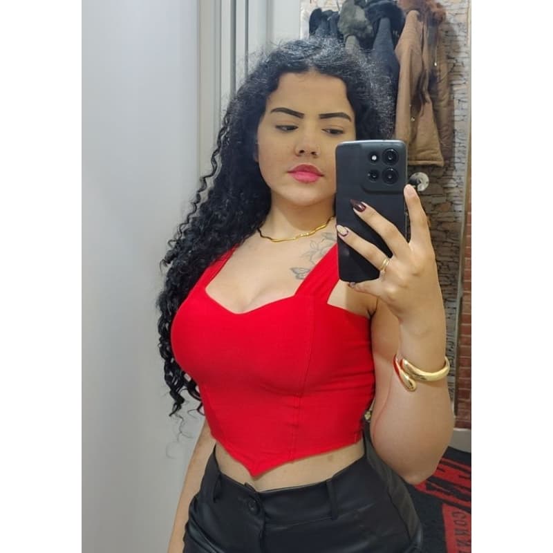 Cropped recorte em V / Cropped suplex / Top básico / Blusa de alcinha
