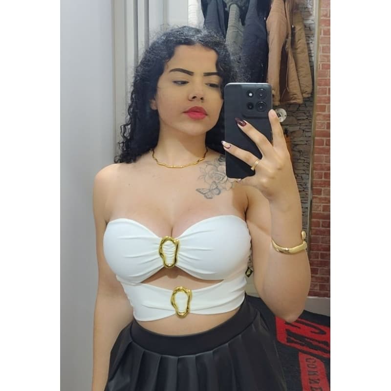Cropped tomara que caia com fivela / Top faixa suplex / Cropped faixa estilo gringa