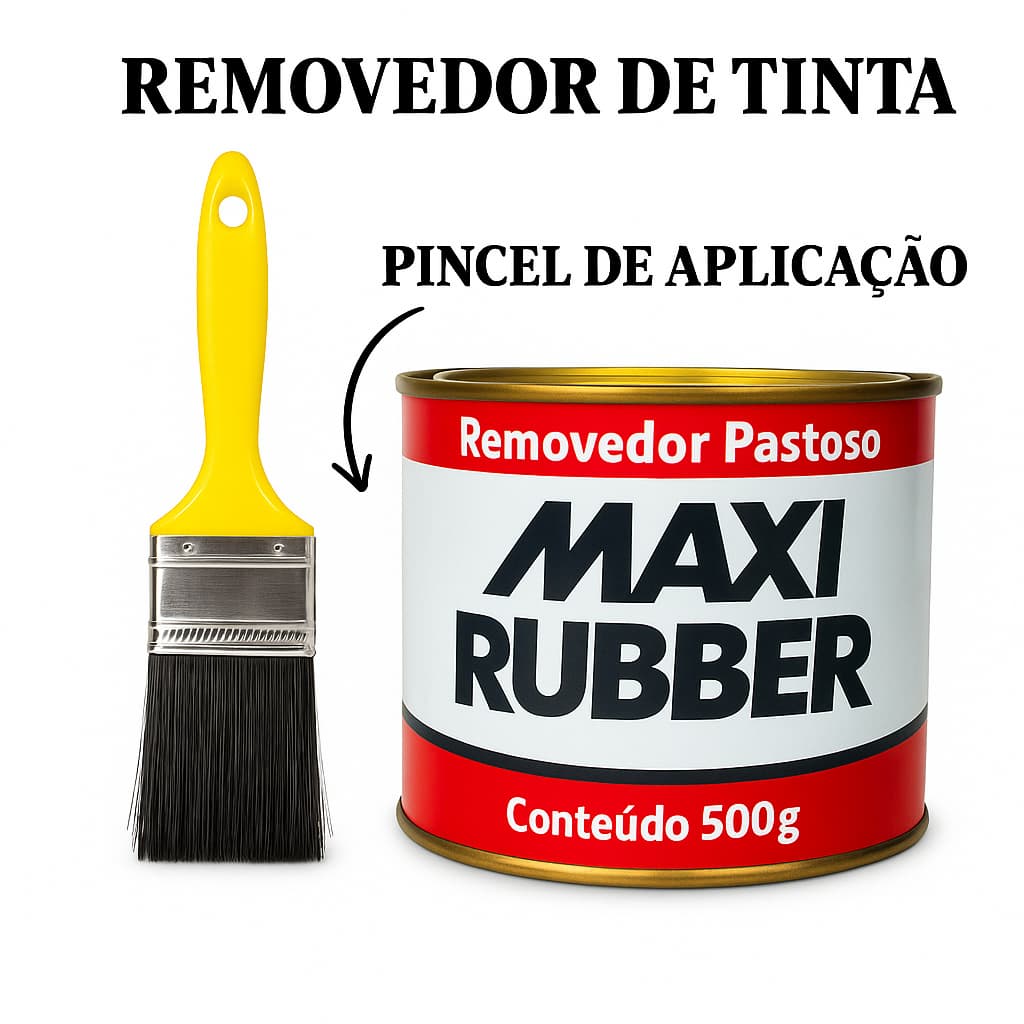 Removedor de Tinta Maxi Rubber 500g + Pincel | Ação Rápida em Madeira e Metal