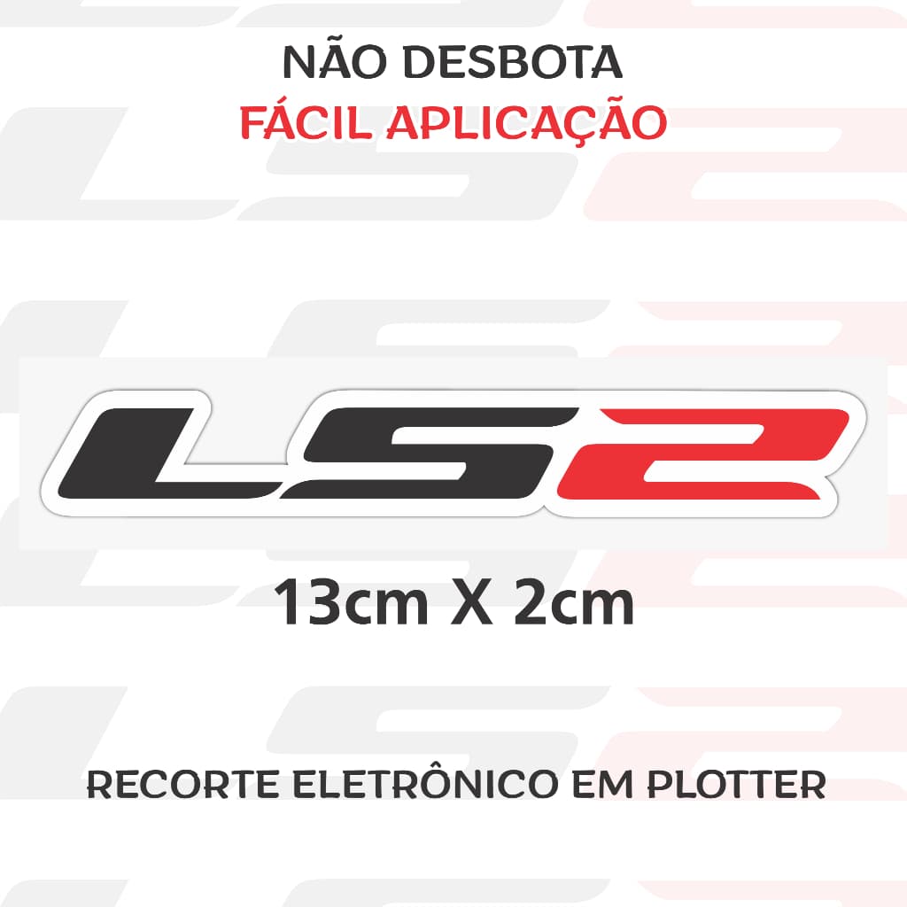 Adesivo LS2 13x2cm – Para Capacete, Moto, Paralama e Mais - Recorte não desbota
