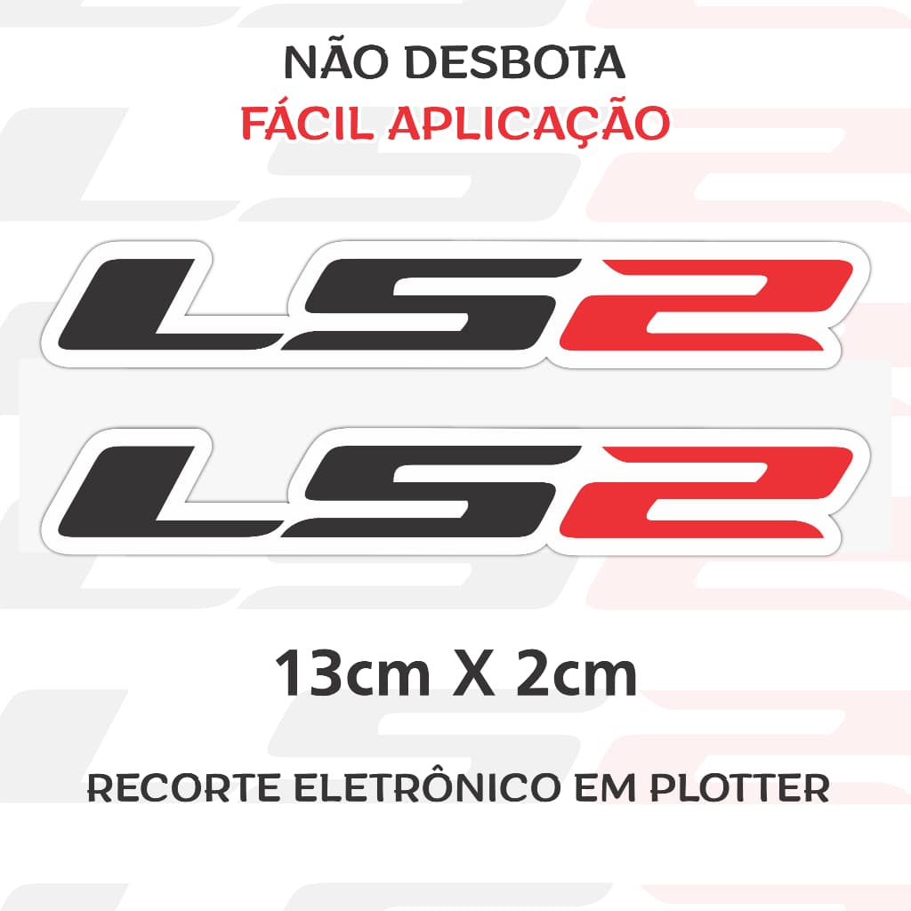 Par Adesivos LS2 13x2cm – Capacete, Moto, Paralama e Mais (2 Unidades) Recorte - não desbota