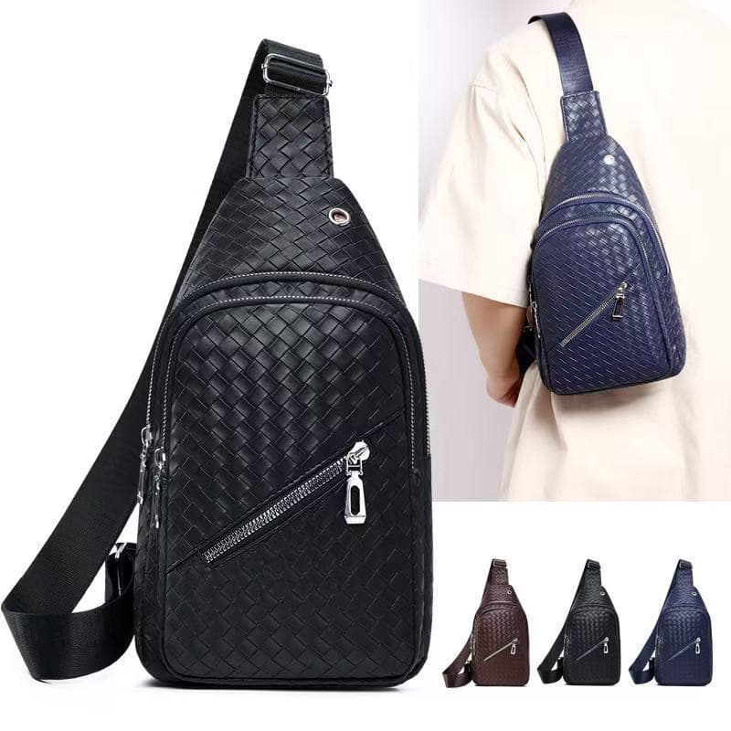 Bolsa tiracolo, mochila de peito, bolsa transversal com furo para fone de ouvido, novas bolsas de couro para caminhadas>