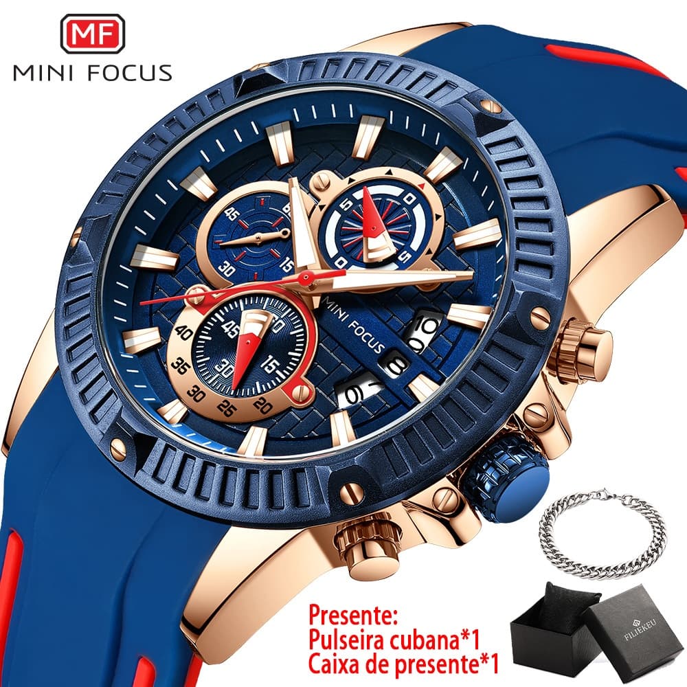 MINI FOCUS Relógio de luxo original à prova d'água Cronógrafo luminoso relogio de quartzo masculino
