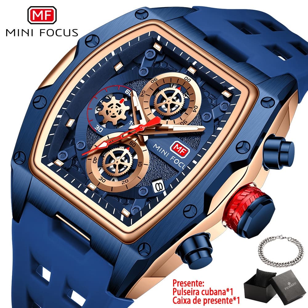 MINI FOCUS relógio masculino de luxo original à prova d'água cronógrafo esportivo relogio de quartzo