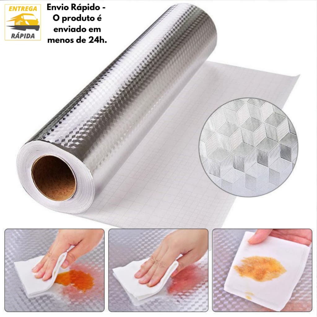 Forro Protetor de Alumínio Impermeável para Gavetas Prateleiras Parede Alta Qualidade 45 x 300cm