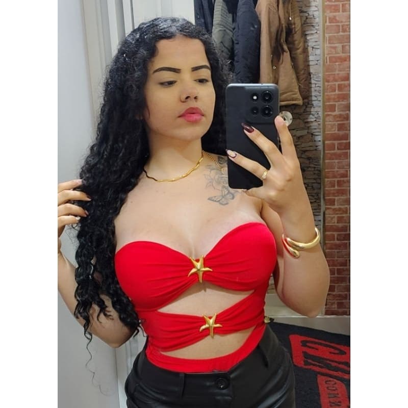 Body tomara que caia suplex com estrela / body sem alça / body faixa gringa