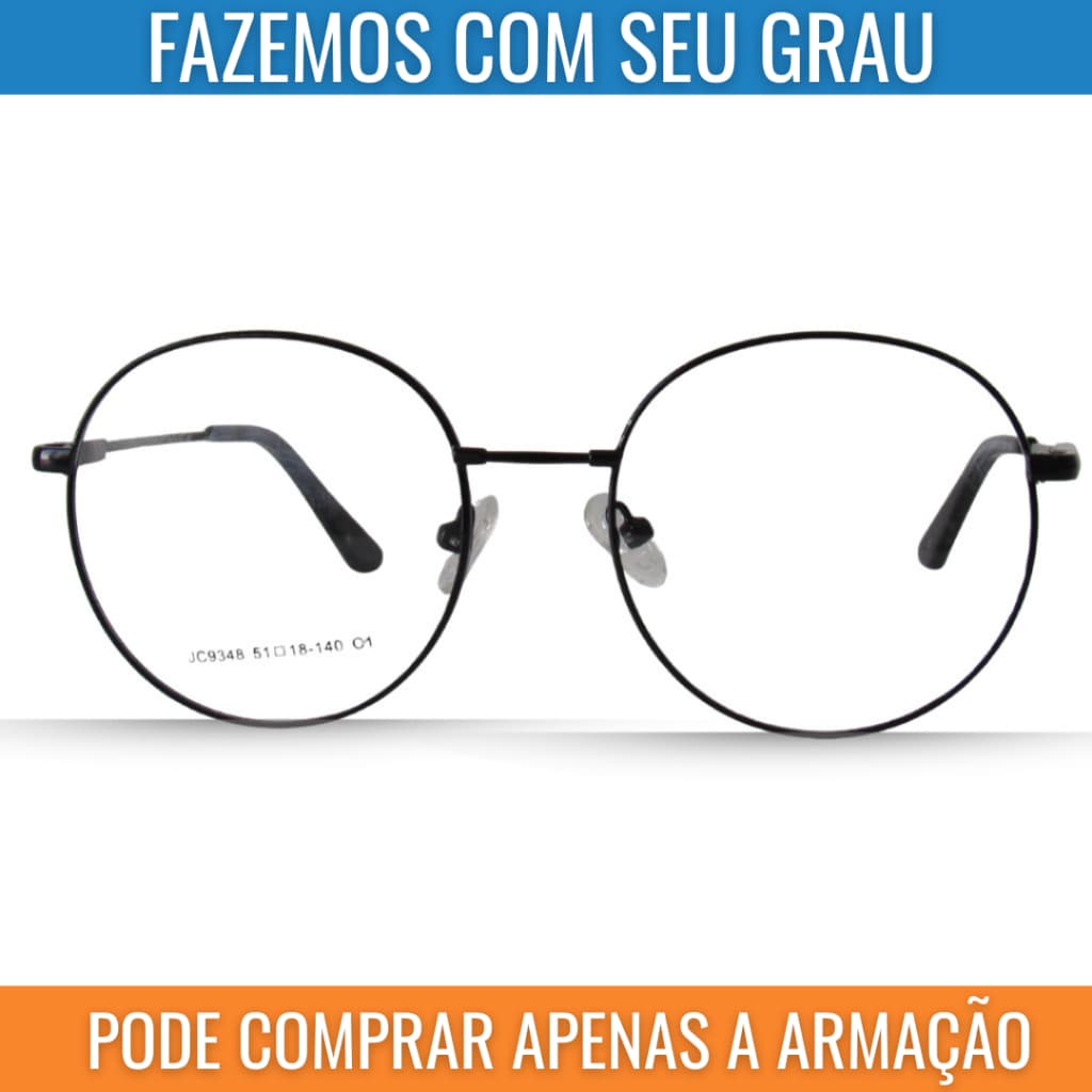 Óculos de Grau Armação Redonda Titânio 100% Ultraleve Inquebrável Masculino Feminino