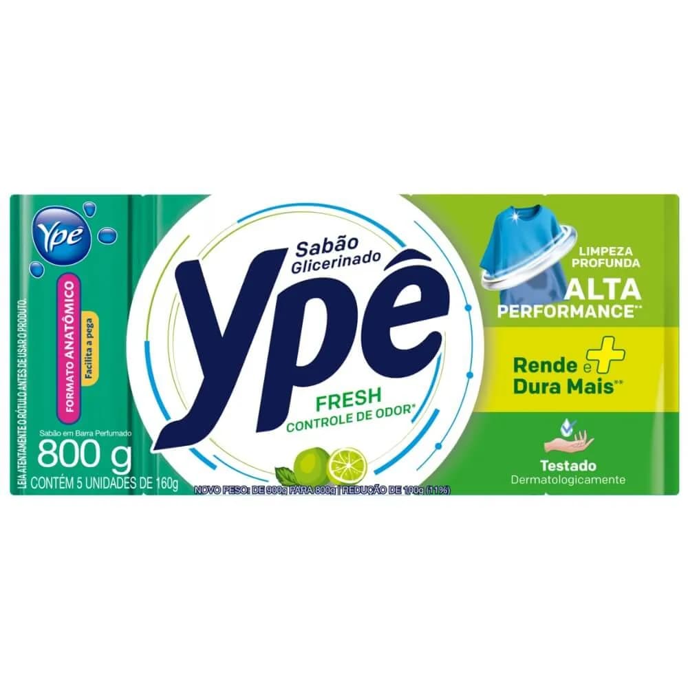 Sabão em Barra Ypê Fresh - 5 unidades (800g) - Envio Imediato