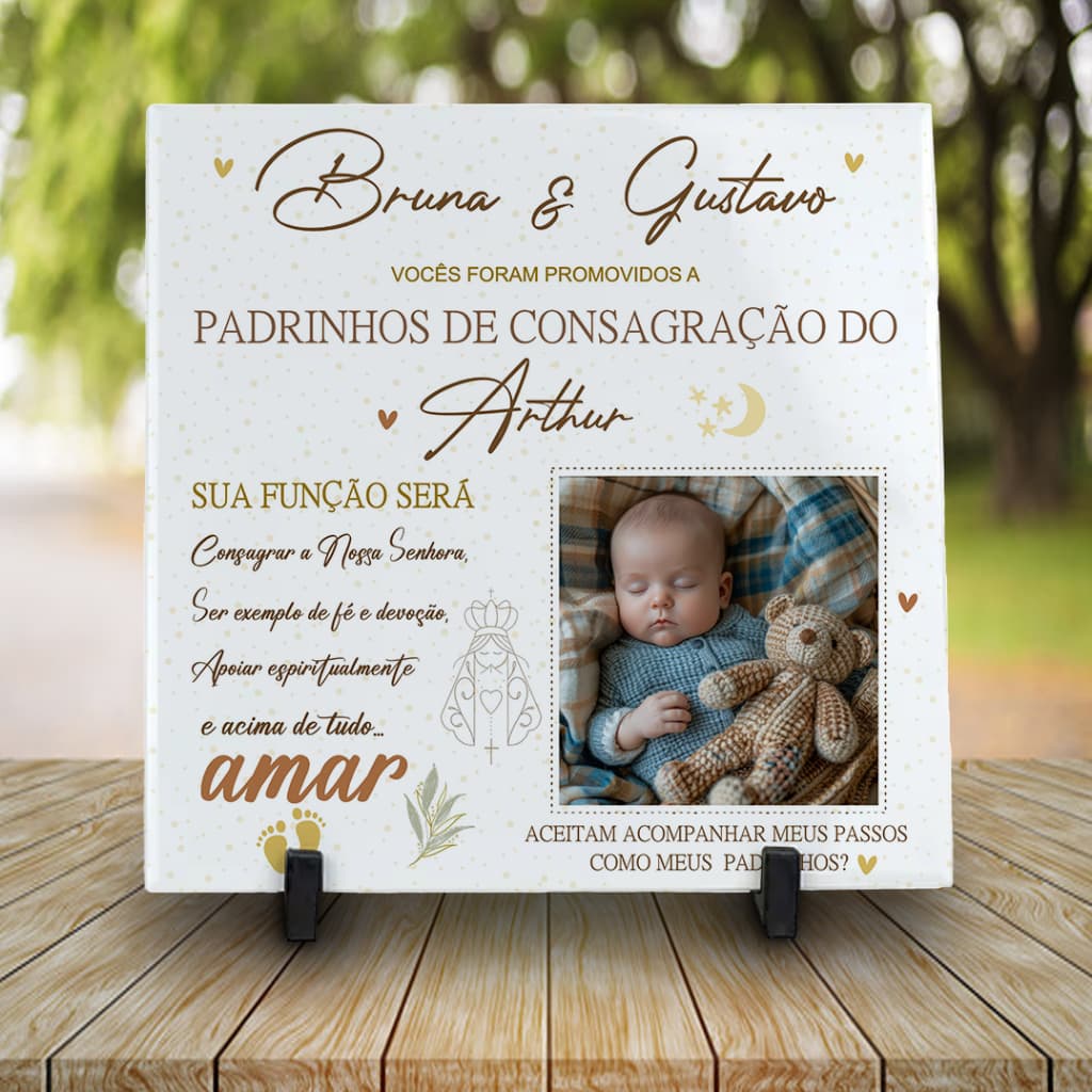 Azulejo Personalizado Convite Padrinhos de Consagração