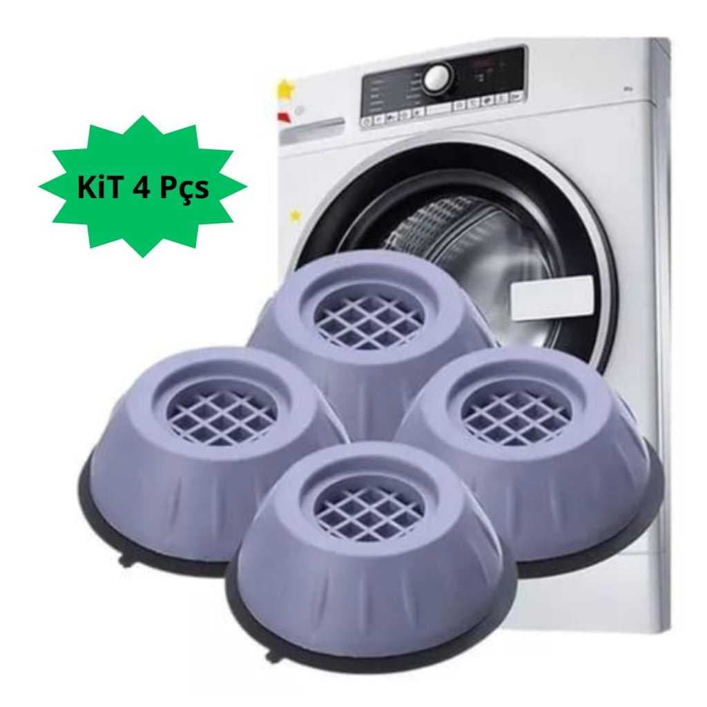 Kit 4 Pés Máquina Lavar Roupas Secadora Anti Vibração Suporte Nivelador Universal