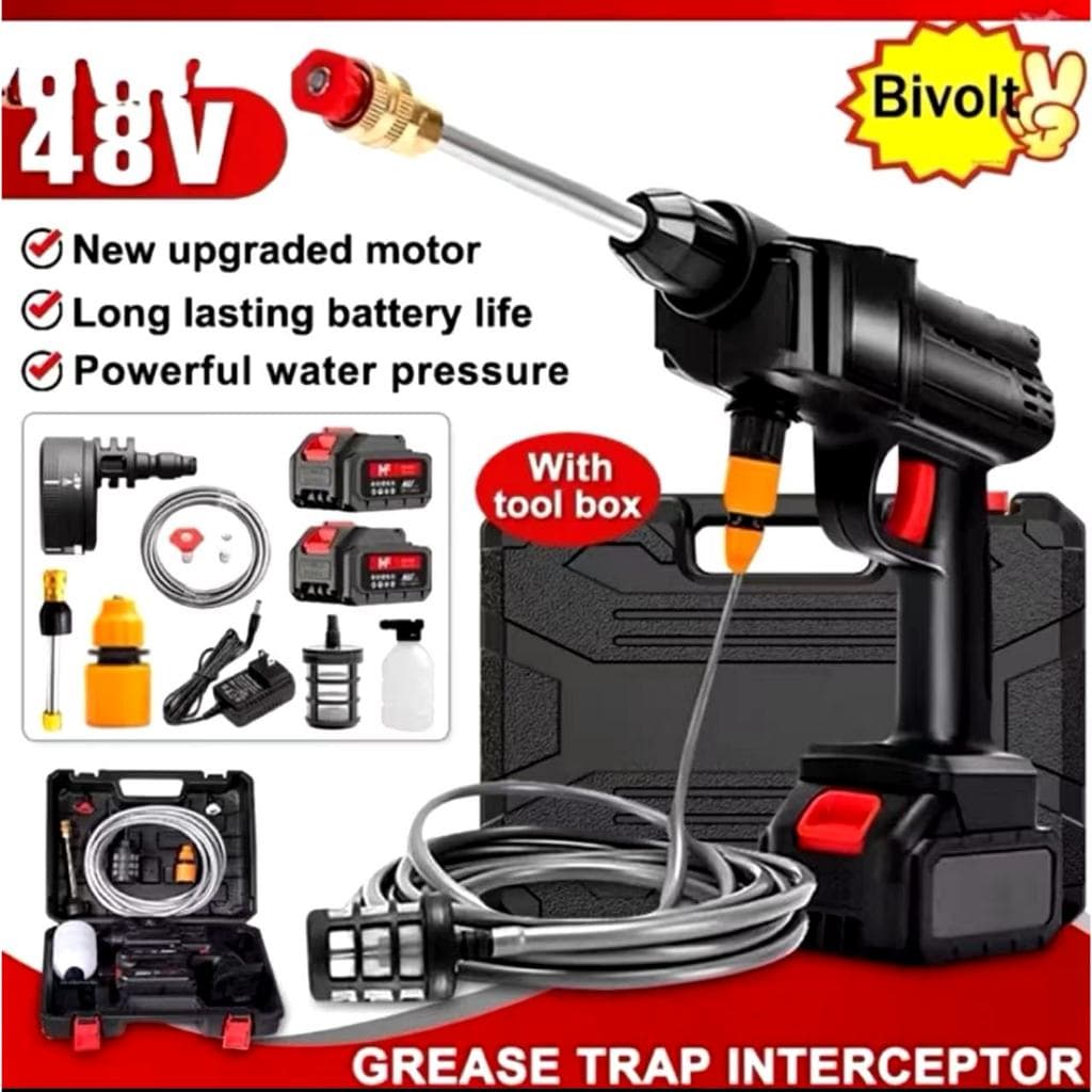 Lavadora de Alta Pressão Kit Completo com Maleta e Bateria Recarregável para Carros e Uso Doméstico
