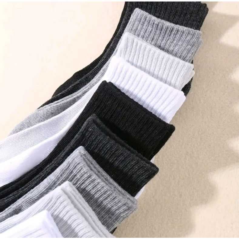 Kit de 3 a até 12 PARES DE MEIA CANO MÉDIO ATOALHADA PRETA, BRANCA OU CINZA ALGODÃO SUPER MACIA