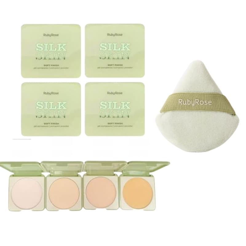 Kit Silk Skin Ruby Rose Pó Compacto e Esponja de aplicação