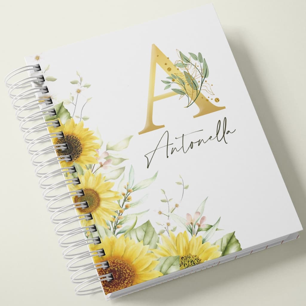 Caderno Girassol personalizado com nome Agenda
