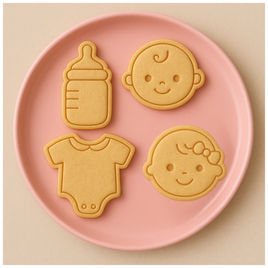 👶🍼 CHÁ DE BEBÊ Cortador Biscoito Cookies Pasta Americana Massinha  | Kit 4 pçs Maternidade 🍪