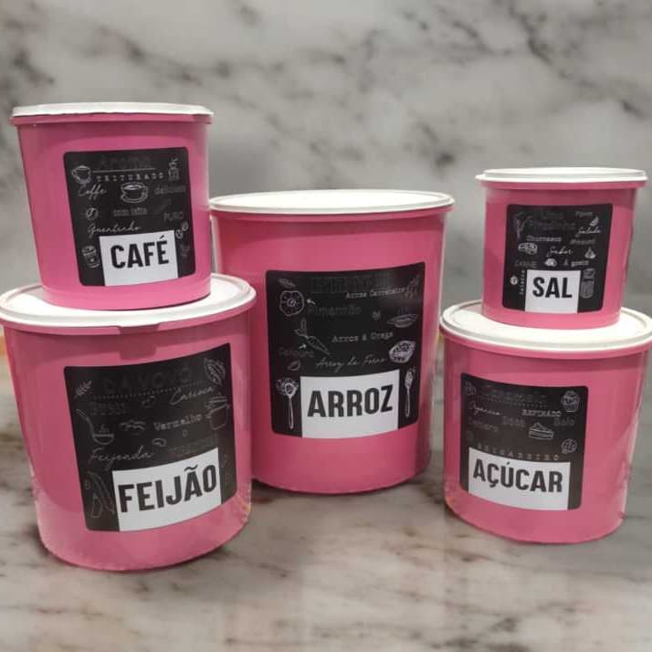 Kit Pote Porta Mantimentos Itens De Cozinha Jogo 5 Potes Utensílios Para Casa