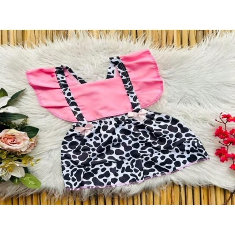 Romper Vestido Vaquinha / Tamanho Único / Veste de 06 a 09 Meses