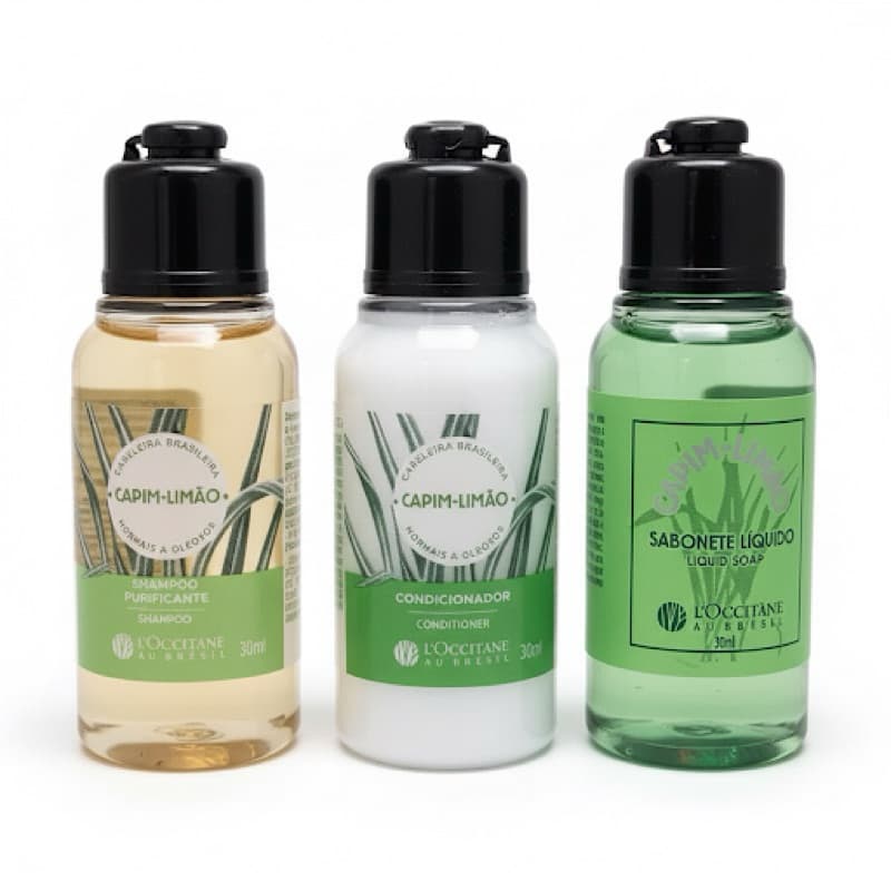 Kit minis banho capim-limão 30ml cada L’Occitane (03 itens para viagem) + mimo