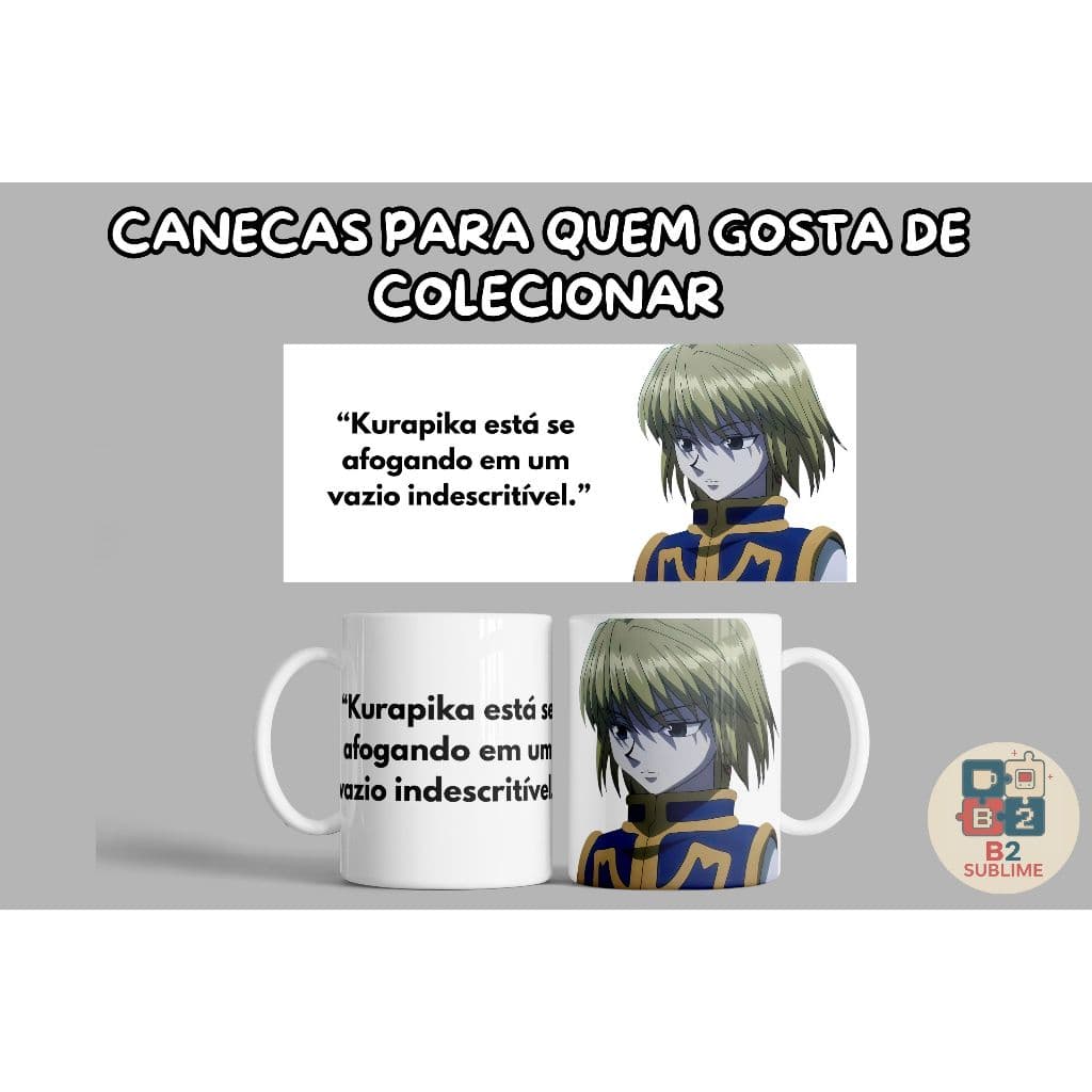 Caneca Hunter x Hunter Kurapika 325ml – Vazio Indescritível | Meme Geek Criativo