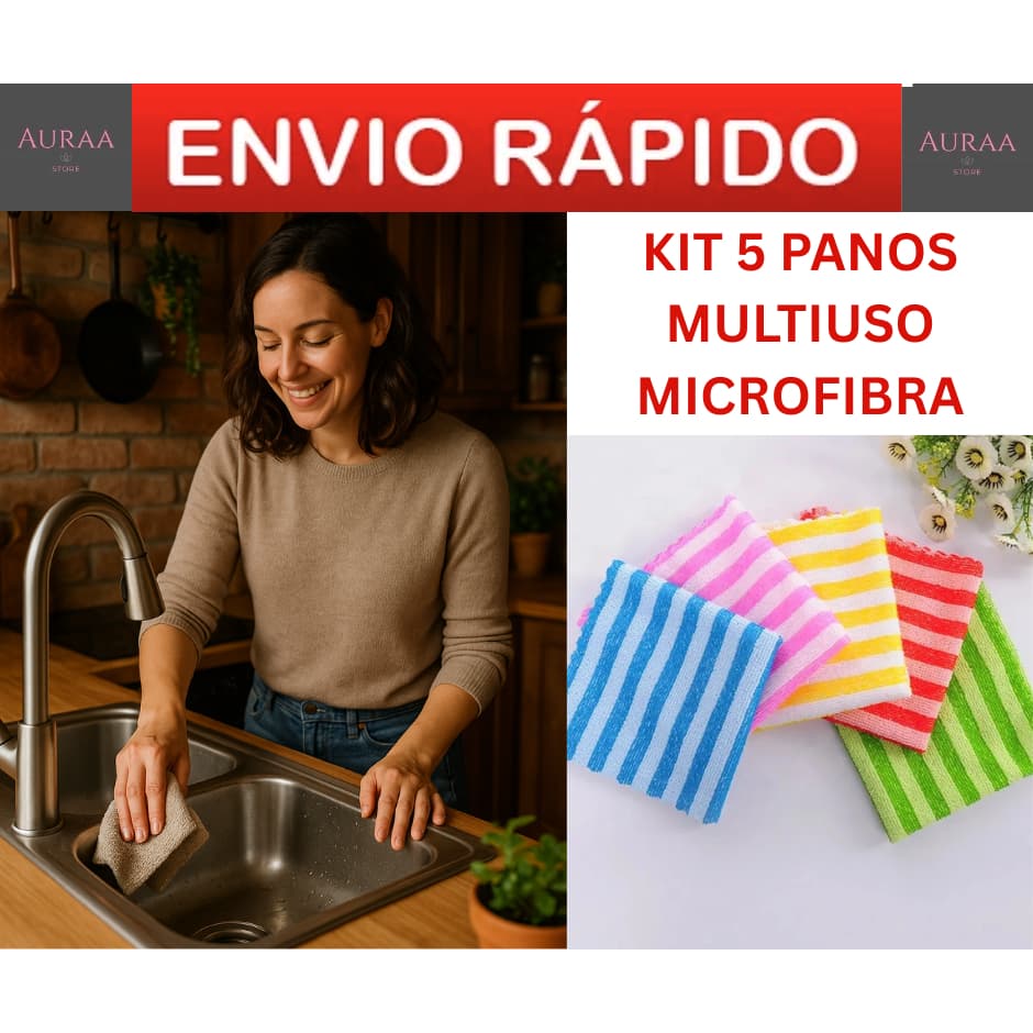 Pano Microfibra Atoalhado de Limpeza 30x30cm Super Absorvente Multiuso Kit com 1, 5 ou 10unid