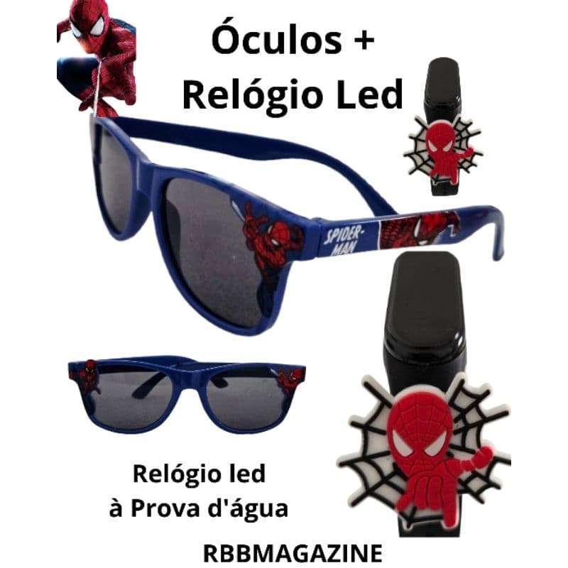 Relógio LED + Óculos Spider-Man  kit infantil