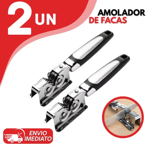 Amolador de Facas e Tesouras Profissional Inox com Ventosa e Cabo Emborrachado