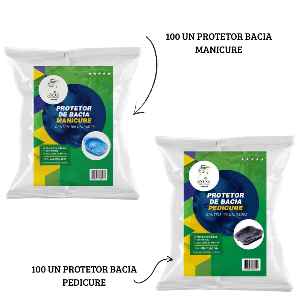 Kit Protetor de Bacia Descartável 200 Unid (100 Manicure + 100 Pedicure)