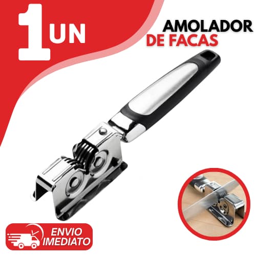 Amolador Compacto Profissional de Facas Tesouras e Canivetes Inox com Ventosa Portátil Emborrachado.