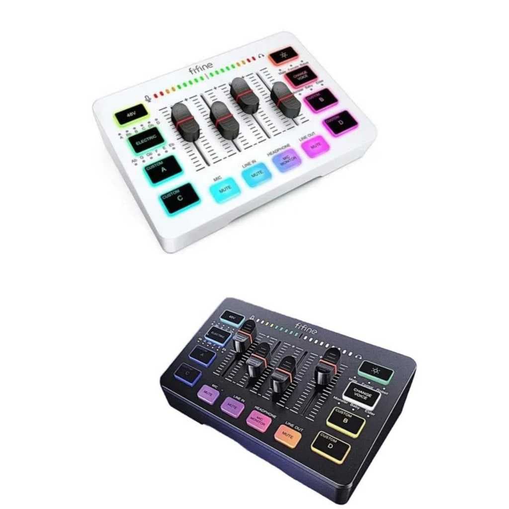 Mixer Fifine SC3 – Branco ou Preto – Mesa de Som Profissional p/ Streaming, Podcast, Games e Gravação