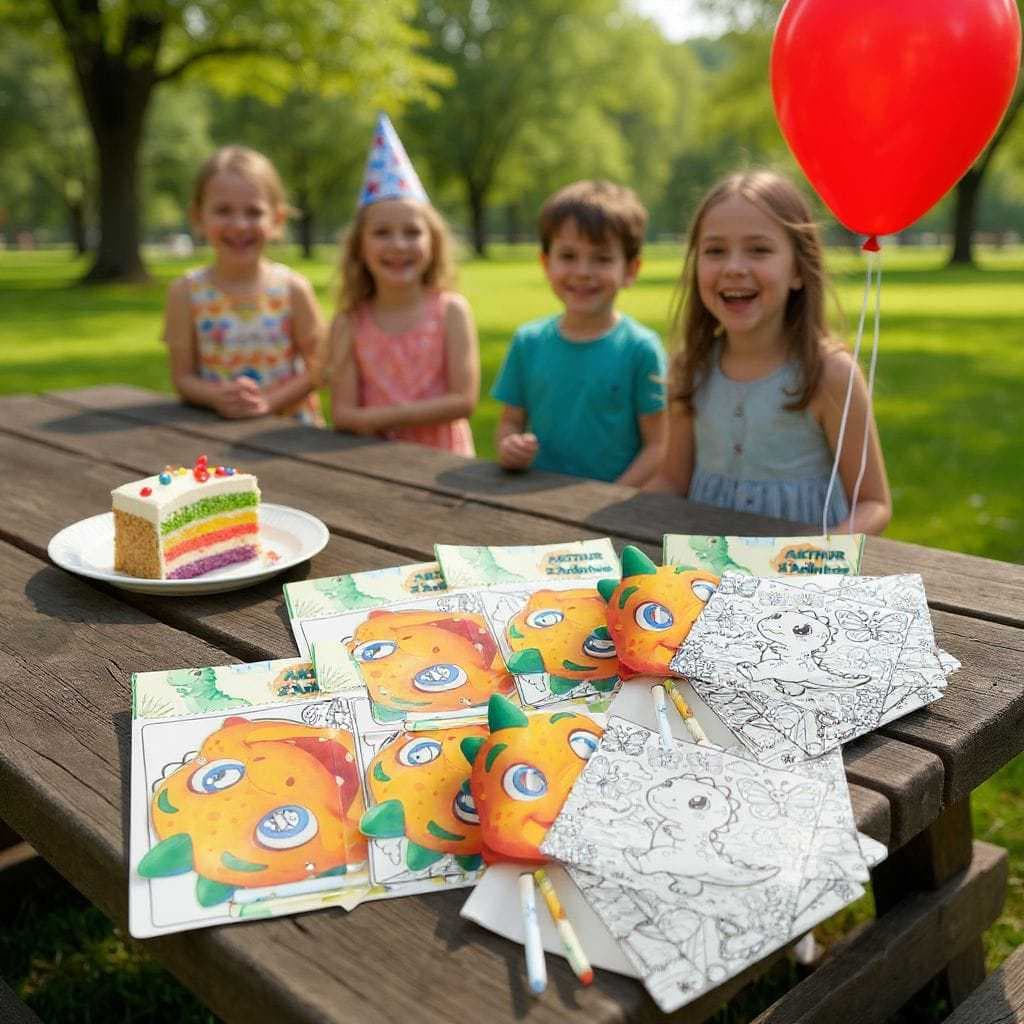 KIT COLORIR CARDS + MÁSCARA+ GIZ DE CERA LEMBRANCINHA DE ANIVERSÁRIO PERSONALIZADA - DINO BABY