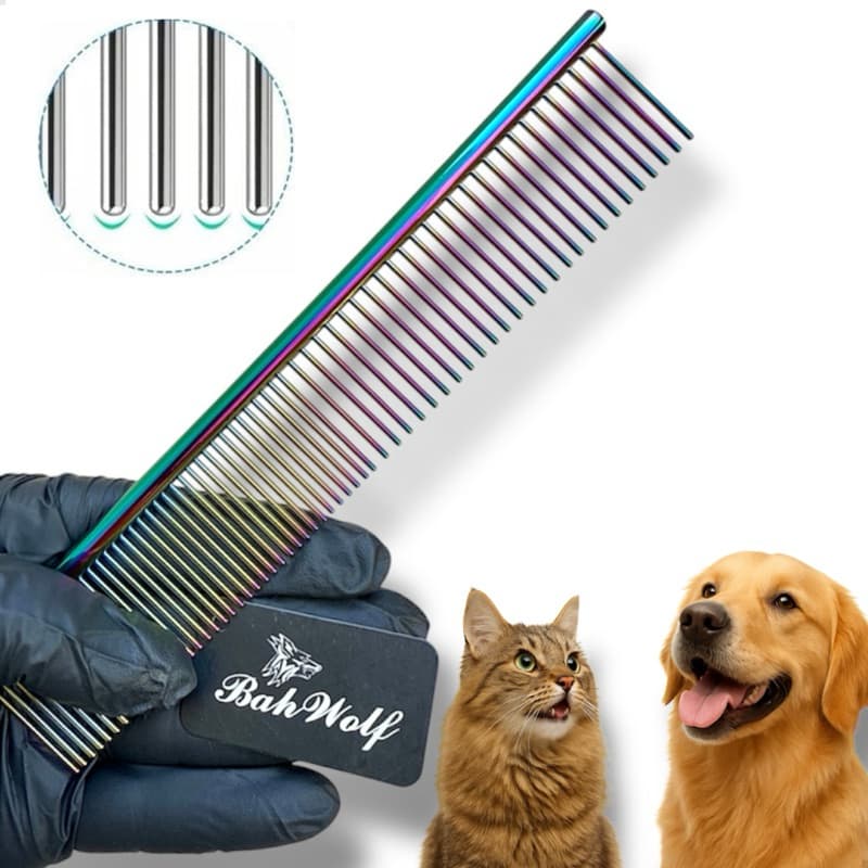 Pente Pet Profissional Furta Cor Bahwolf 19cm Banho e Tosa Poodle Shih Tzu Spitz Golden Maltês York