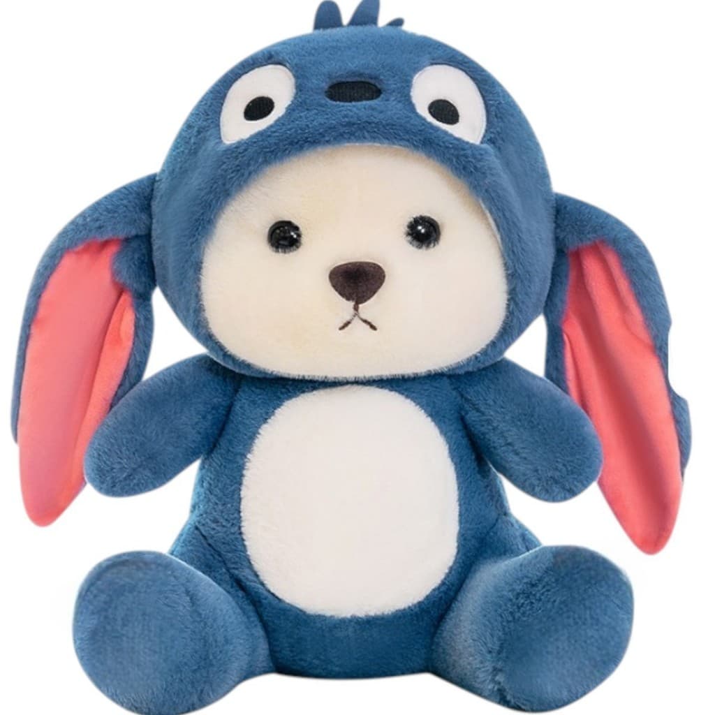 Urso De Pelucia Grande Sticht Com Capuz Azul e Rosa 40 Cm Presente infantil bebê