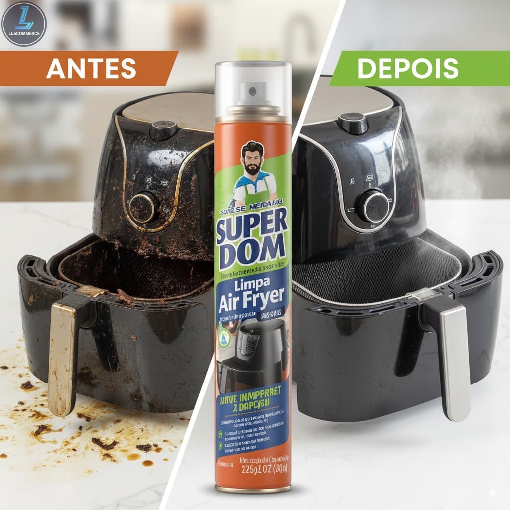 Limpa Air Fryer Spray 250ml Remove Gordura Pesada Limpeza Rapida Seguro Antiaderente Facil Uso