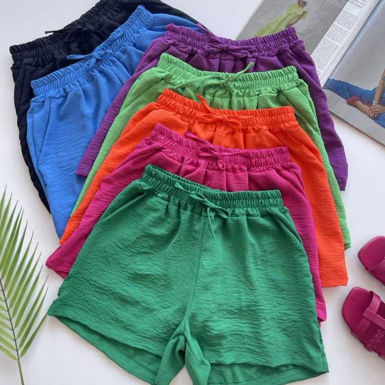 Kit 3 Shorts Duna Feminino Básico, Curto,Leve,Soltinho com Elástico Cintura Alta, Verão