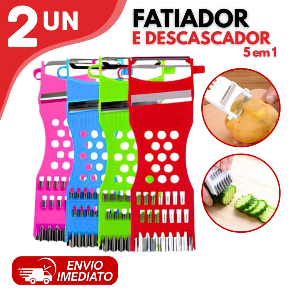 Ralador 5 em 1 Fatiador Cortador Descascador Legumes Frutas Praticidade Cozinha