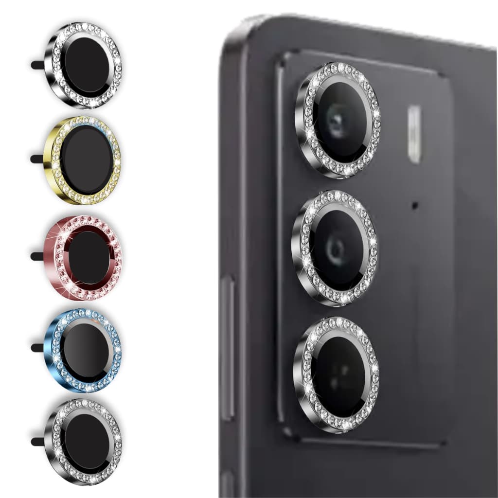 3 Películas Protetor de Câmera com Strass Para Realme C75