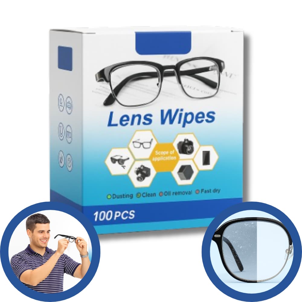 Kit 100/200 Lenços Flanela Umedecidos Antiembaçante Limpa Lentes Óculos Câmera Tela