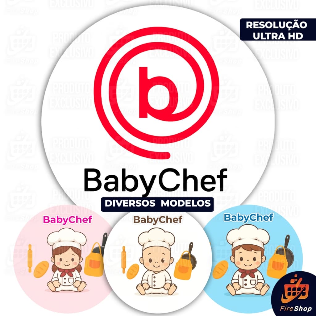 Capa Painel de festa 50x50 cm - BABY CHEF Cozinheiro (a) - DIVERSAS CORES - Tecido C/ Elástico FIRE